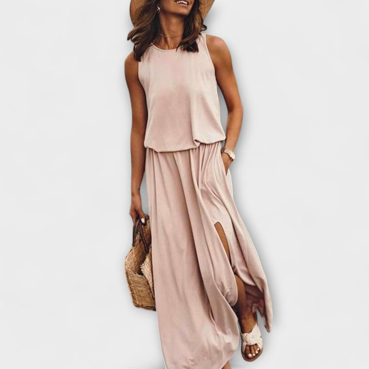 Vestido sin mangas, suelto y aireado, con escote redondo