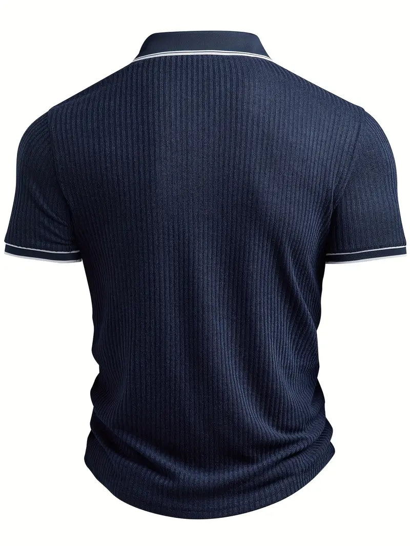 Polo acanalado con cuello en contraste – Hombre