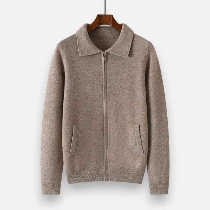 Men’s Wool-Cashmere Zip Business Sweater