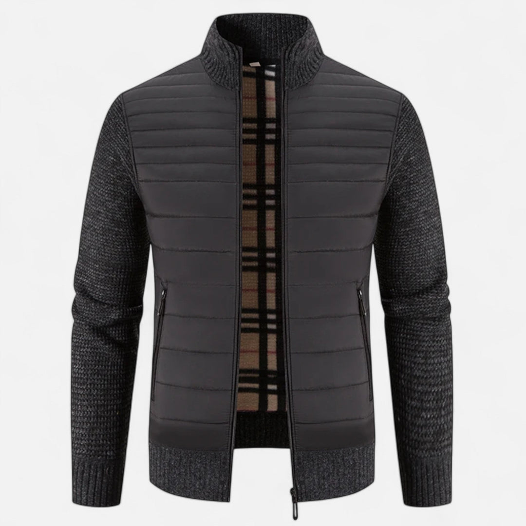 Veste pour homme en polaire à col montant et patchwork