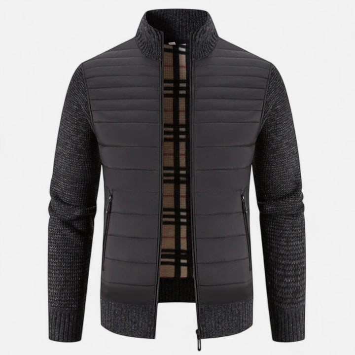 Veste pour homme en polaire à col montant et patchwork