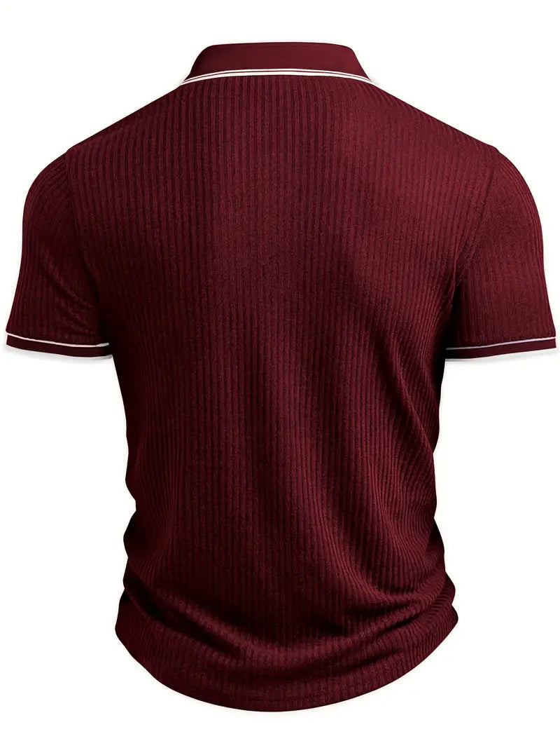 Polo acanalado con cuello en contraste – Hombre