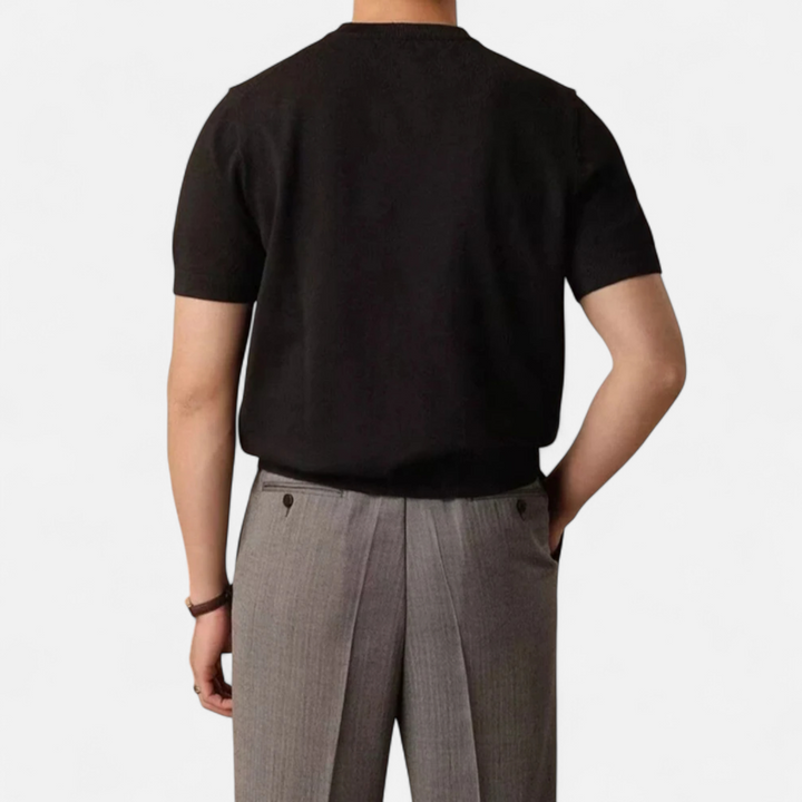 Herre T-shirt i strik med slank pasform