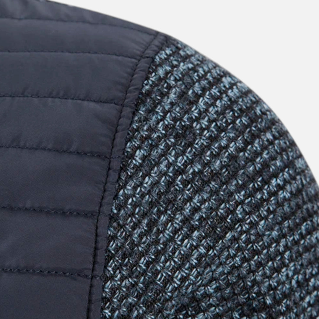 Veste pour homme en polaire à col montant et patchwork