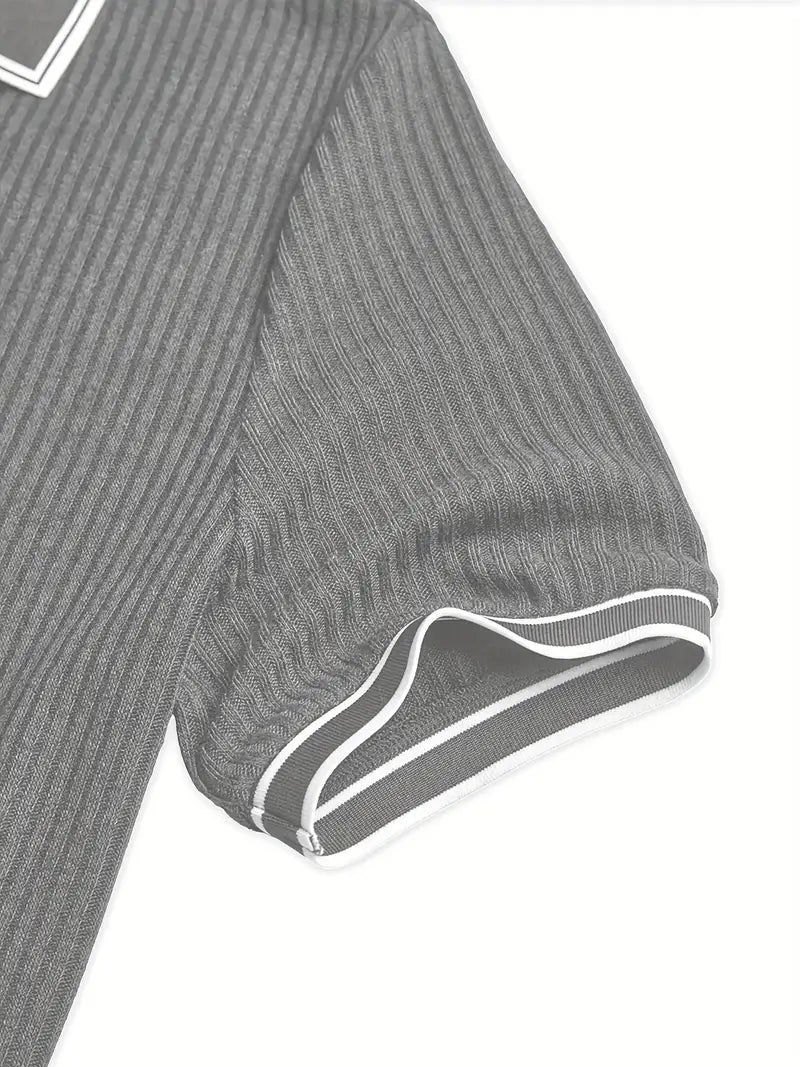 Polo acanalado con cuello en contraste – Hombre