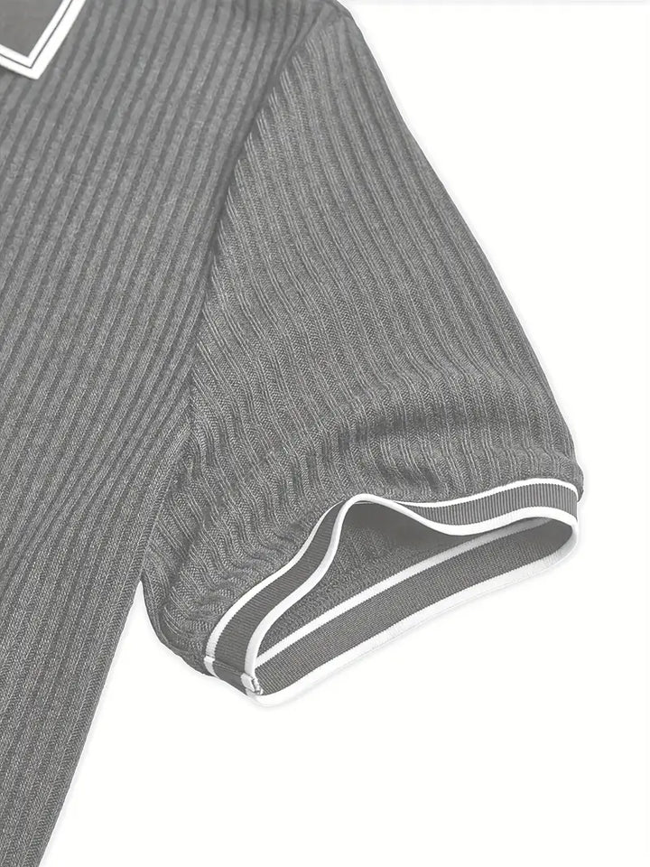 Polo acanalado con cuello en contraste – Hombre