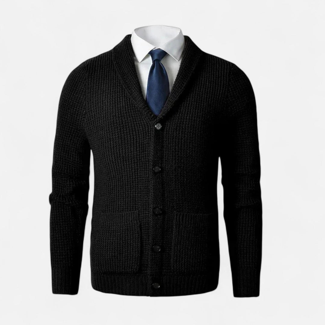 Herreknap-op Premium Uld Cardigan – Klassisk Slank Pasform Stil