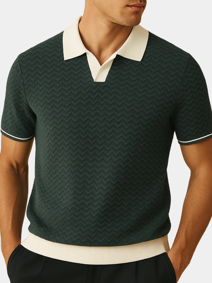 Textured Wave Knit Polo – Men