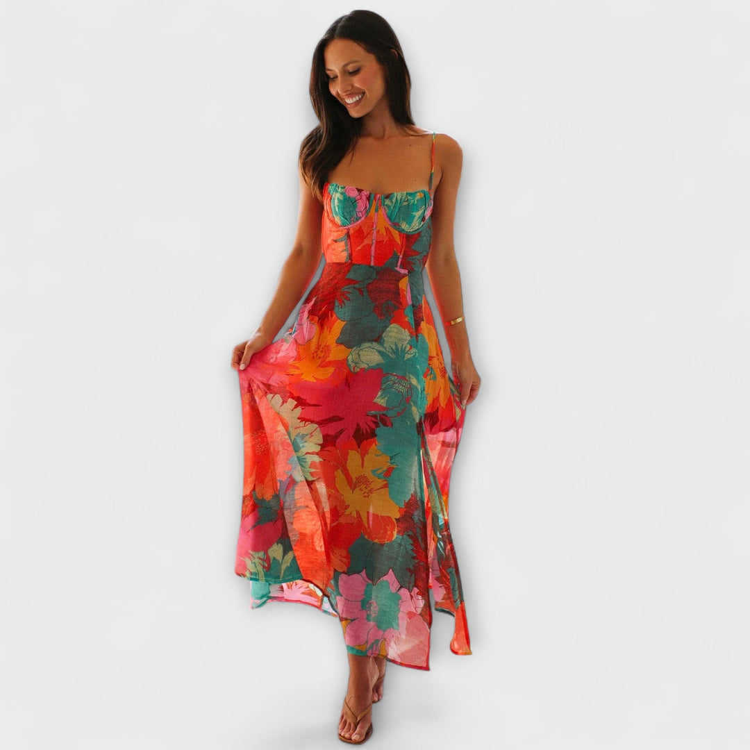 Vestido con Tirantes y Estampado Floral para Mujer - Elegante y Atractivo