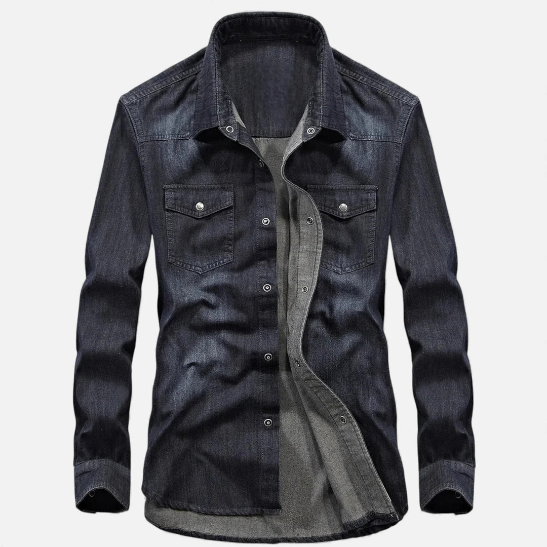 Men’s Loose-Fit Denim Shirt for Autumn/Winter