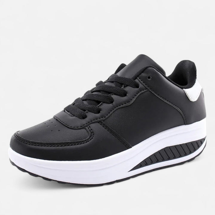 Sneakers con zeppa in pelle da donna