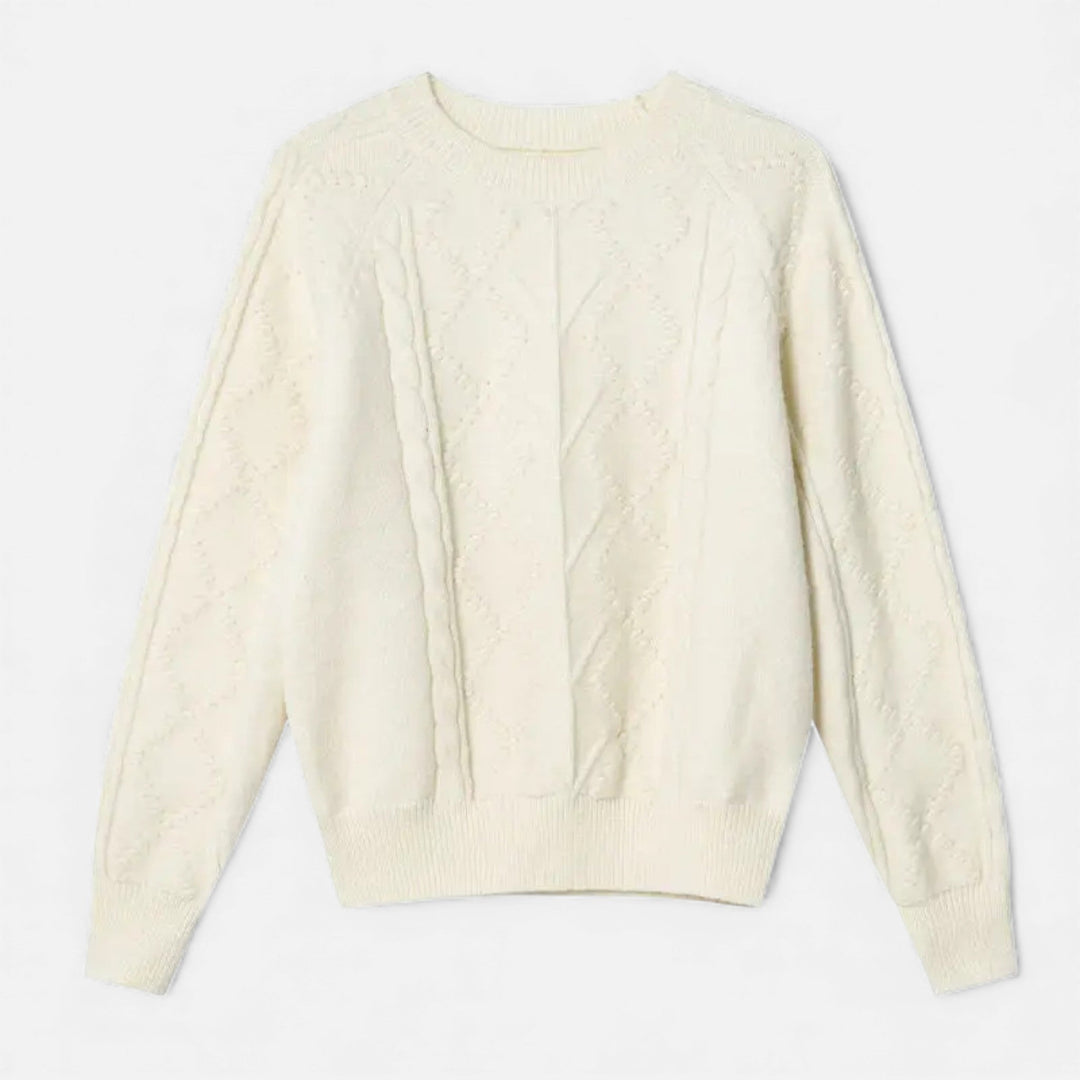 Pull d'hiver tricoté ample pour femme avec torsades