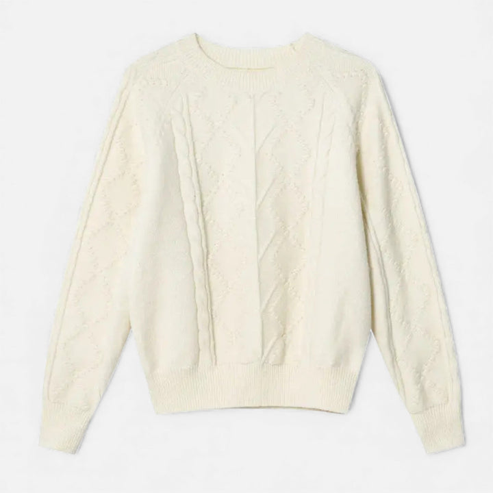 Pull d'hiver tricoté ample pour femme avec torsades