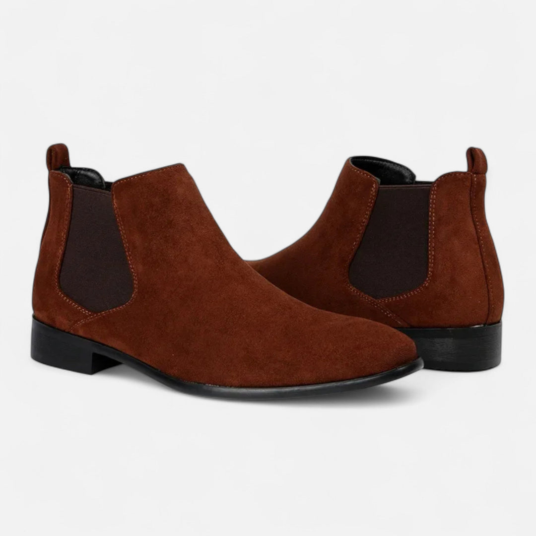 Men’s Suede Square-Toe Chelsea Boots