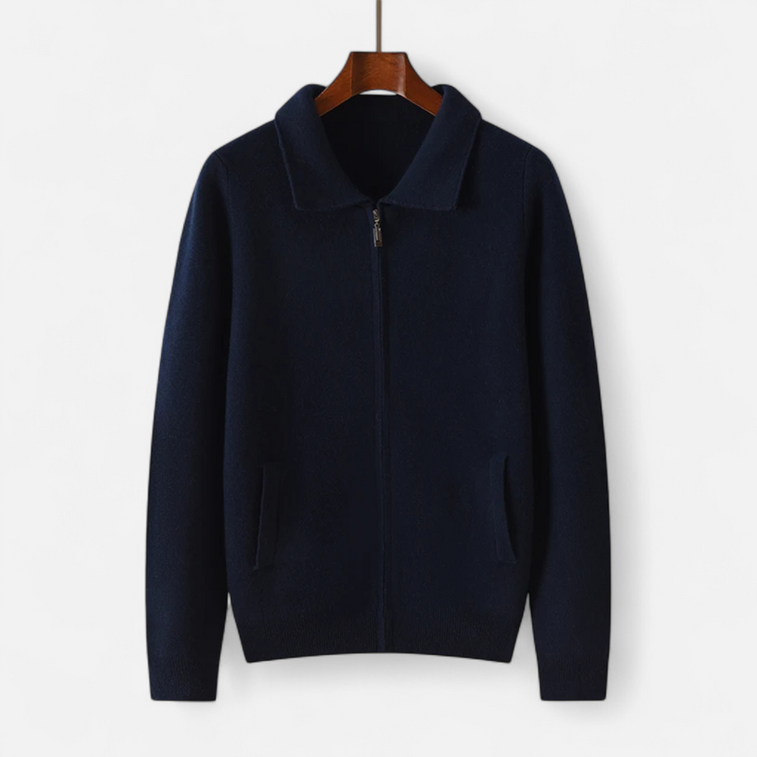 Men’s Wool-Cashmere Zip Business Sweater