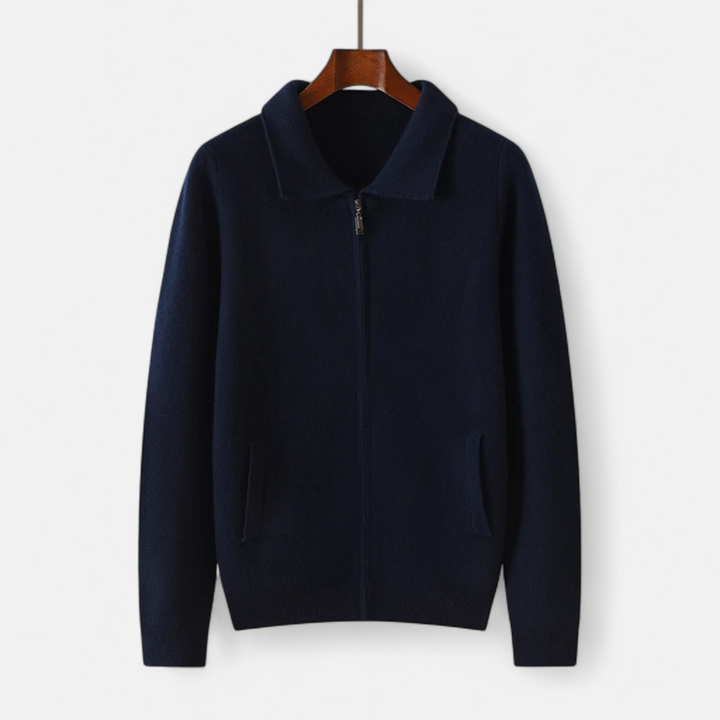 Men’s Wool-Cashmere Zip Business Sweater