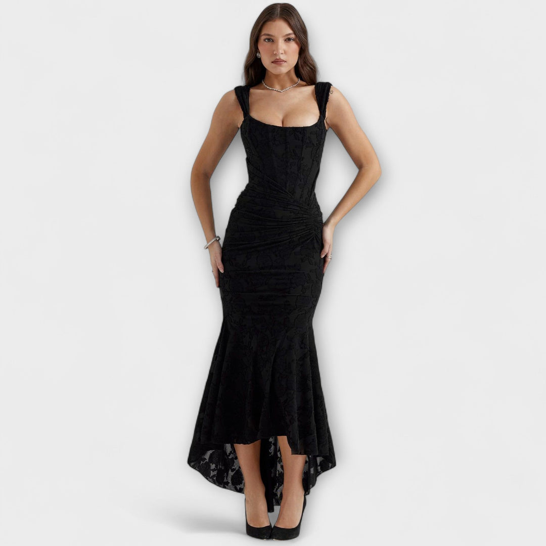 Abito lungo con corsetto elegante e raffinato