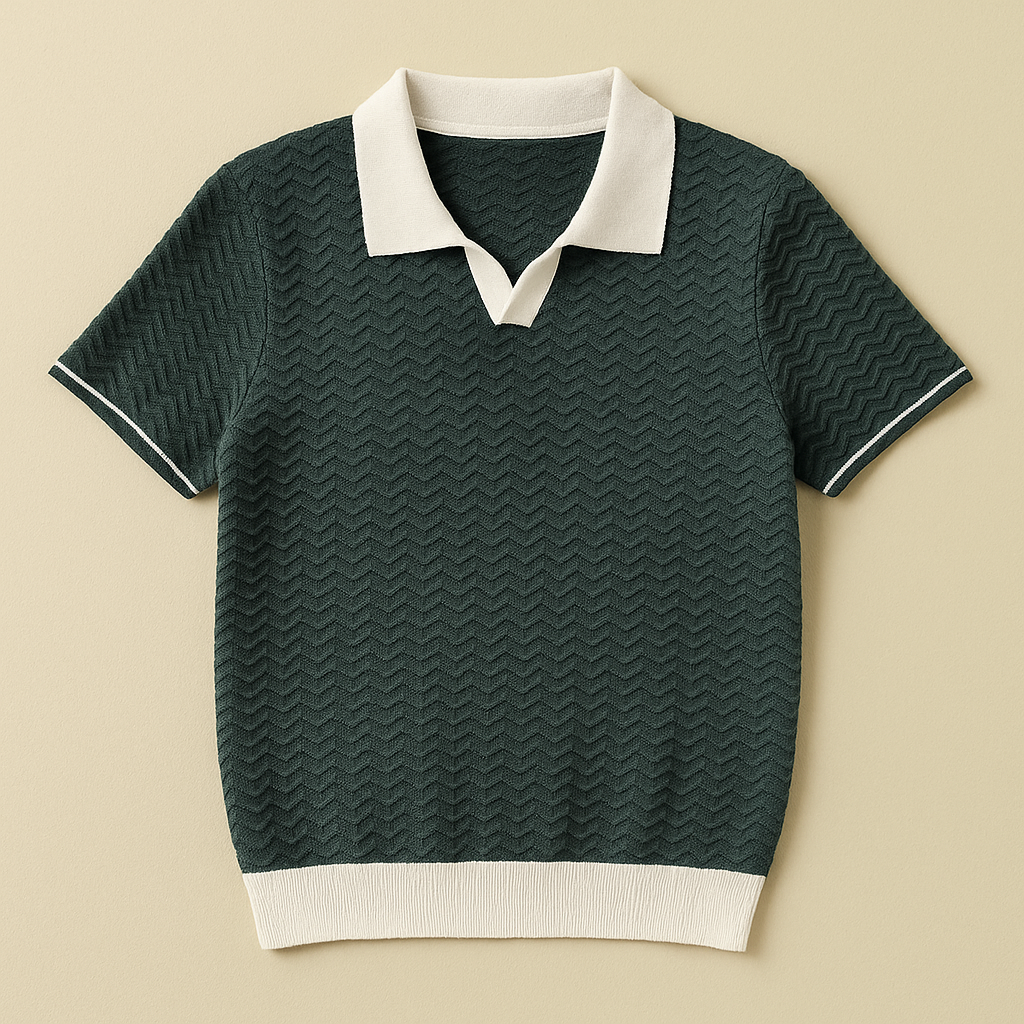 Textured Wave Knit Polo – Men