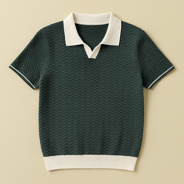 Textured Wave Knit Polo – Men