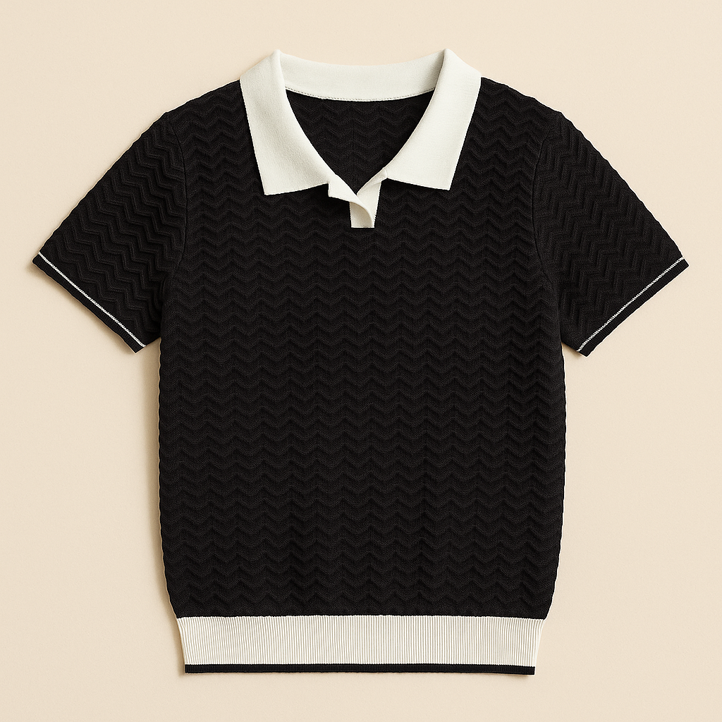 Textured Wave Knit Polo – Men