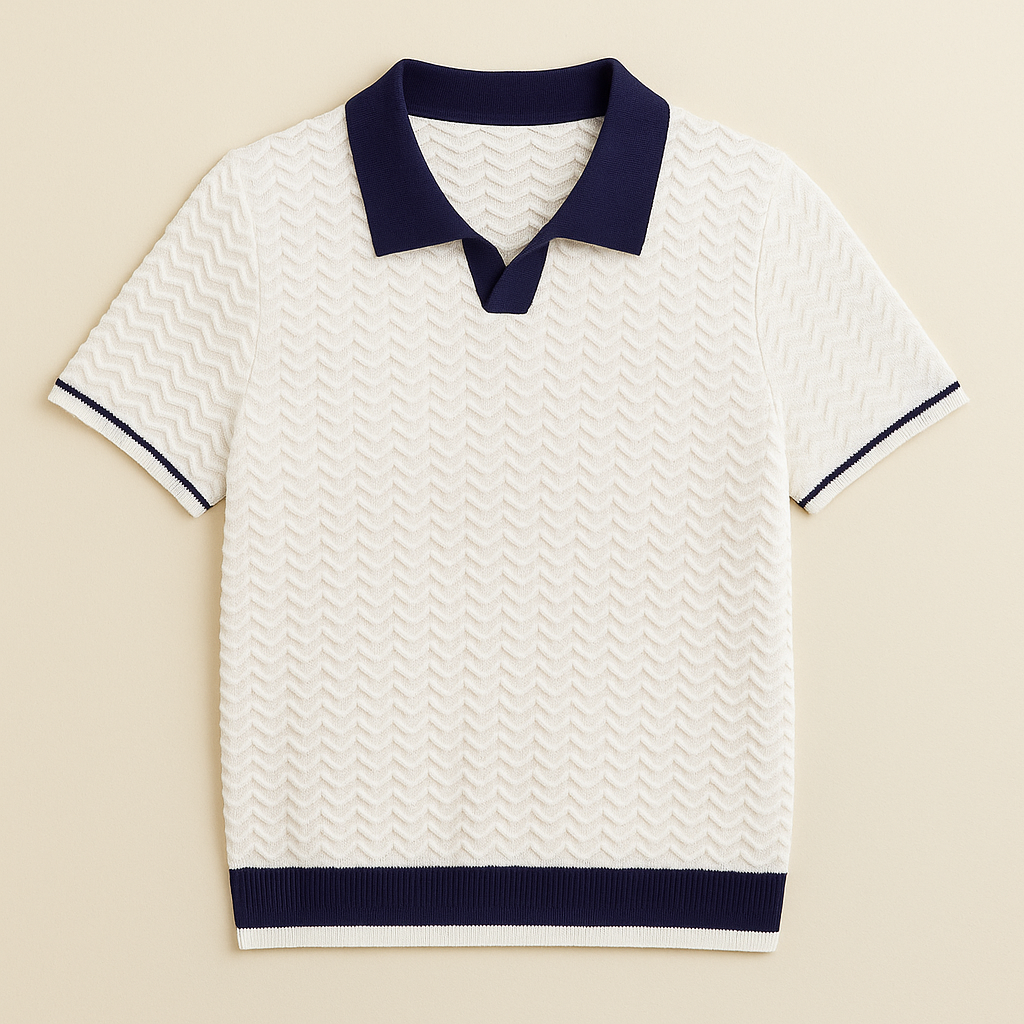Textured Wave Knit Polo – Men