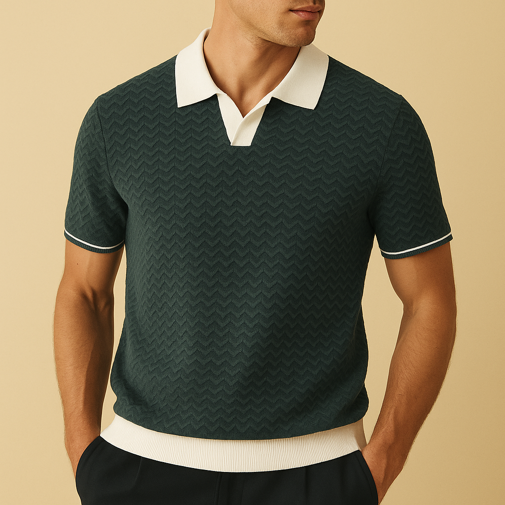 Textured Wave Knit Polo – Men