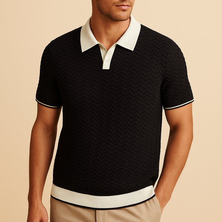 Textured Wave Knit Polo – Men