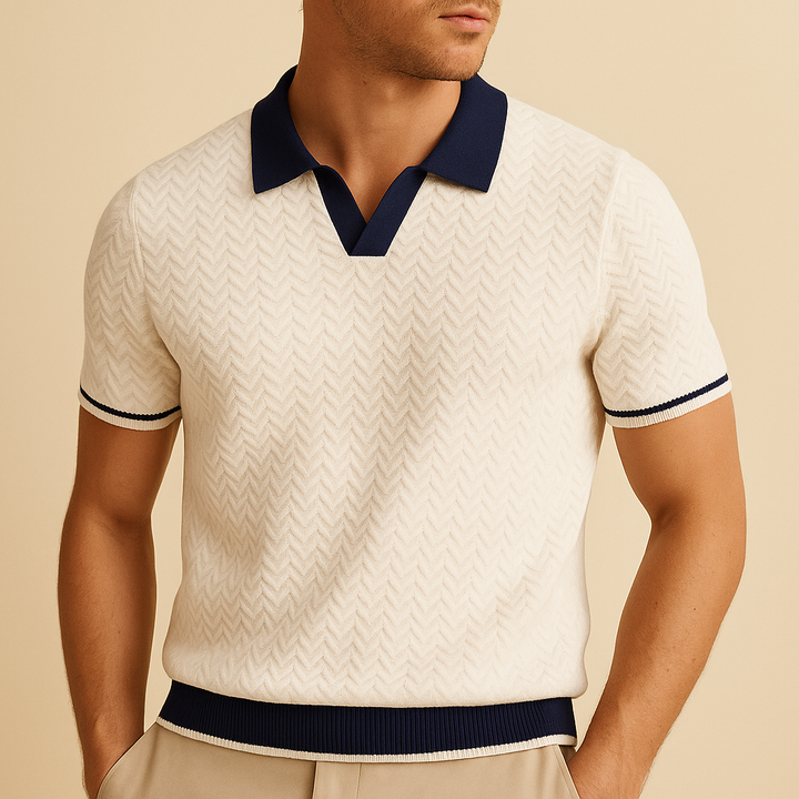 Textured Wave Knit Polo – Men