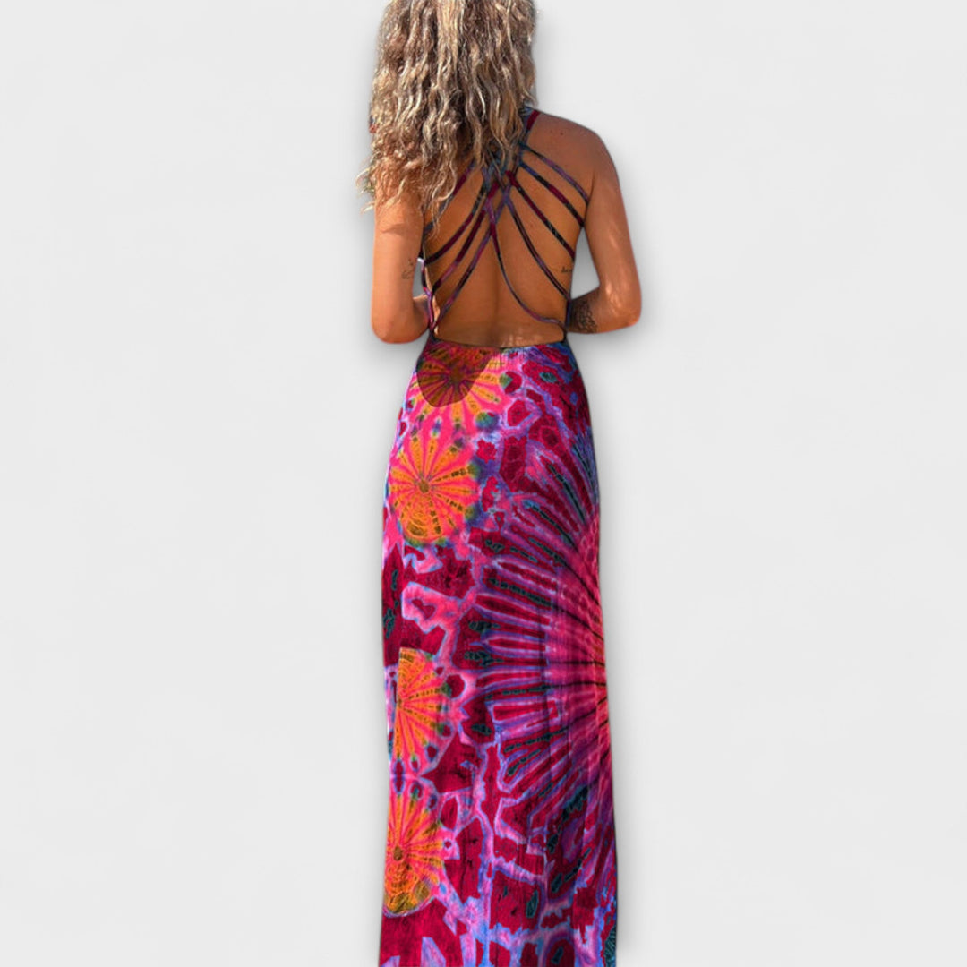 La Bamba maxi-kjole med tie-dye print