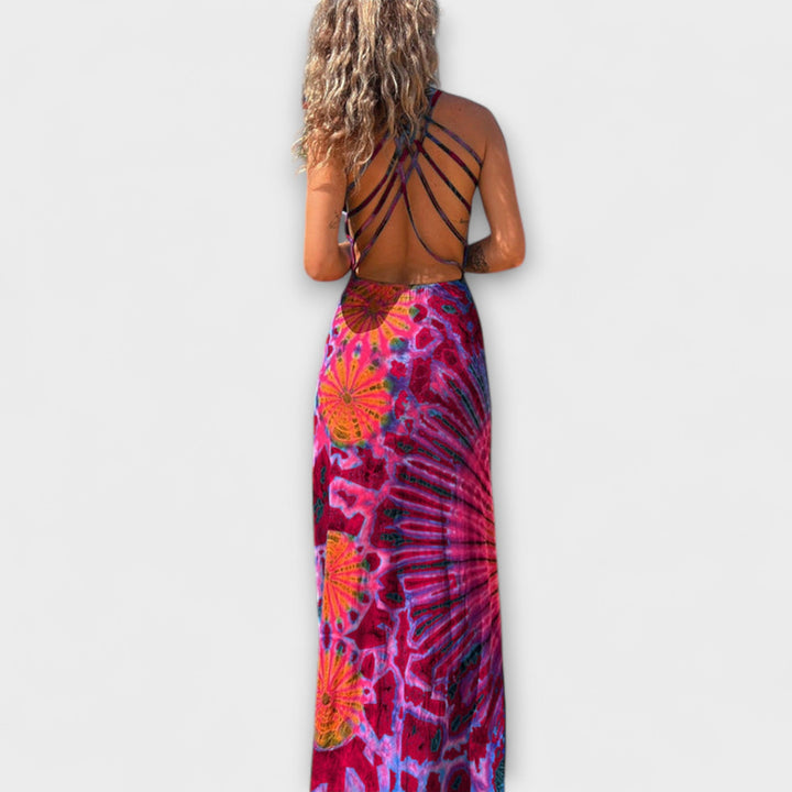La Bamba maxi-kjole med tie-dye print