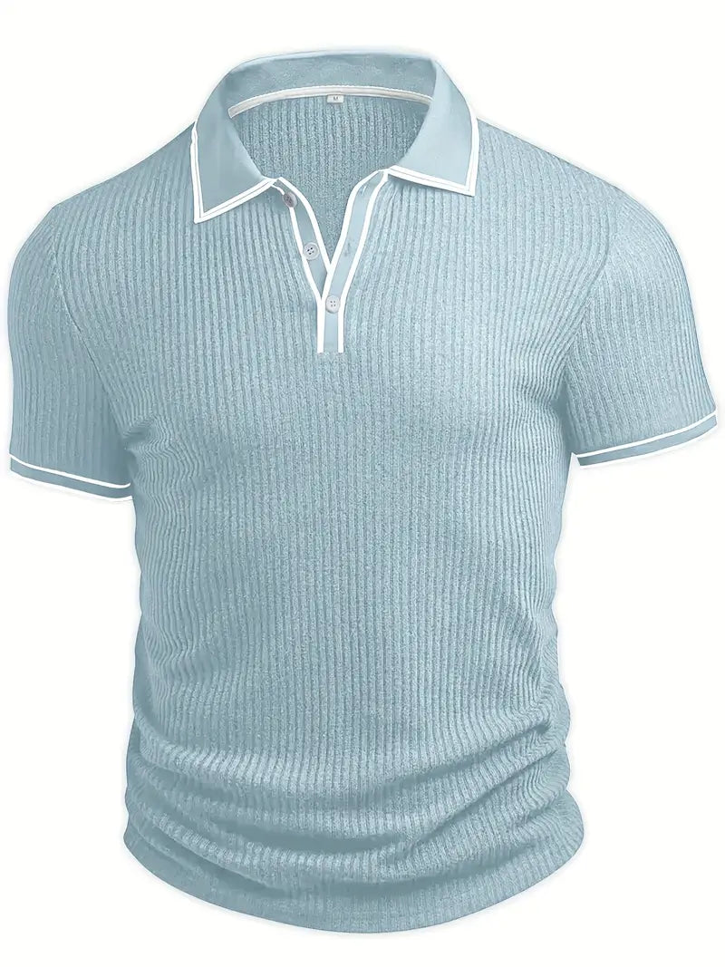 Polo acanalado con cuello en contraste – Hombre