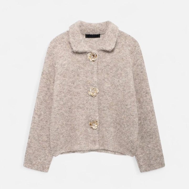 Cardigan con bottoni floreale da donna