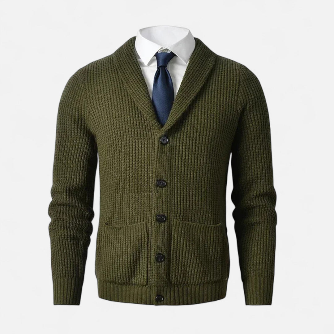 Herreknap-op Premium Uld Cardigan – Klassisk Slank Pasform Stil