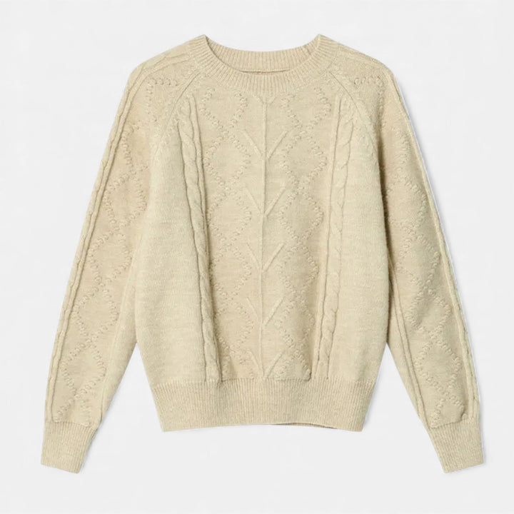 Pull d'hiver tricoté ample pour femme avec torsades