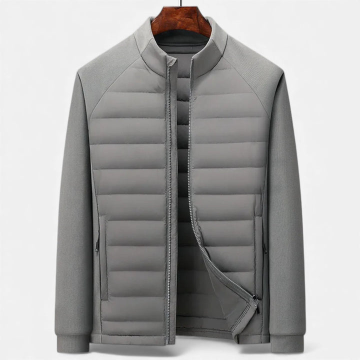 Men’s Quilted Down Jacket with Stand-Up Collar