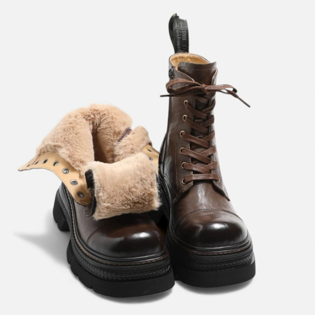 Stivali invernali con plateau in peluche da donna