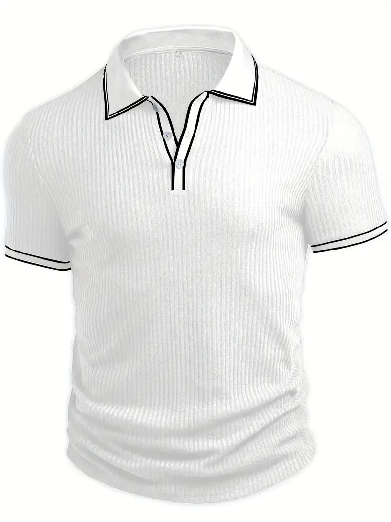 Polo acanalado con cuello en contraste – Hombre