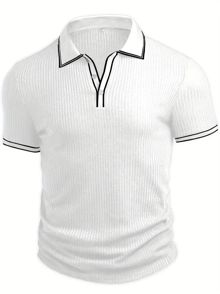 Polo acanalado con cuello en contraste – Hombre