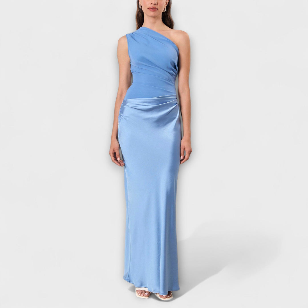 Elegante abito lungo plissettato monospalla