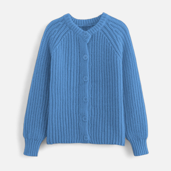 Cardigan tricotat vintage pentru femei, cu guler rotund – Eleganță de toamnă fără efort
