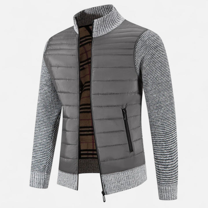 Veste pour homme en polaire à col montant et patchwork
