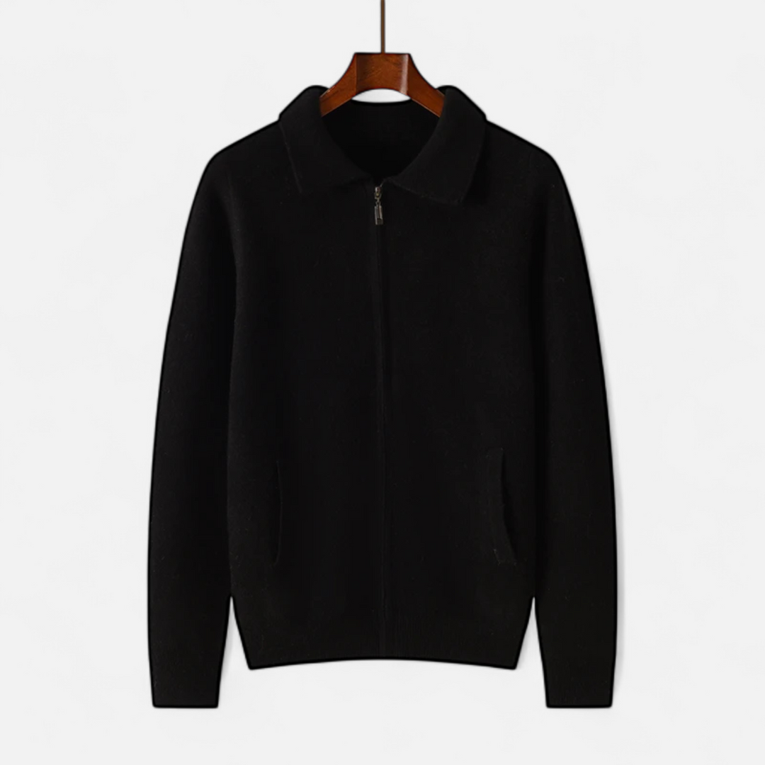 Men’s Wool-Cashmere Zip Business Sweater