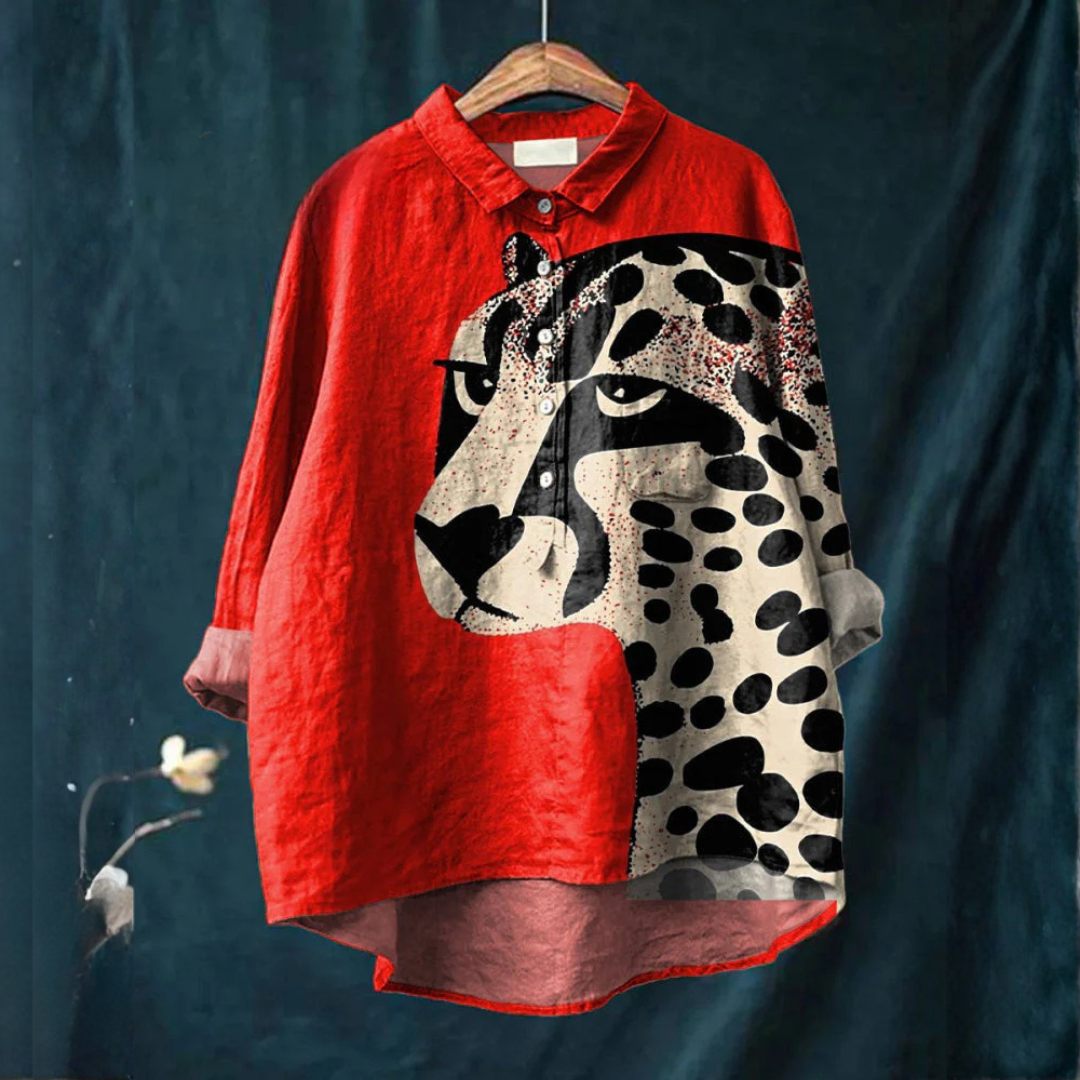 Camicia con stampa audace a ghepardo