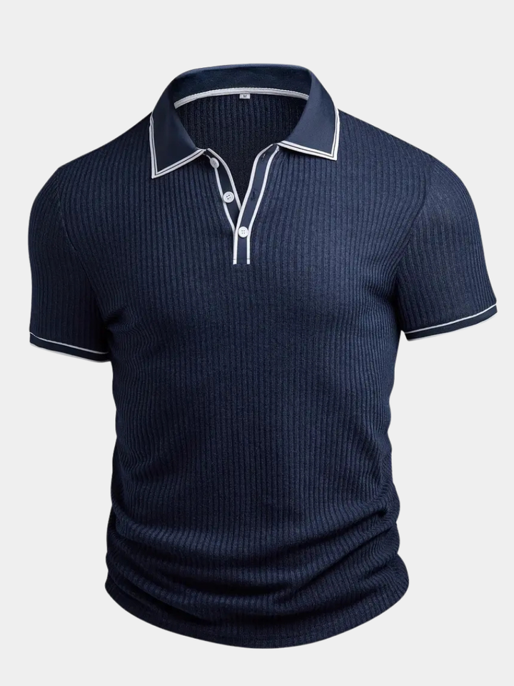 Polo acanalado con cuello en contraste – Hombre
