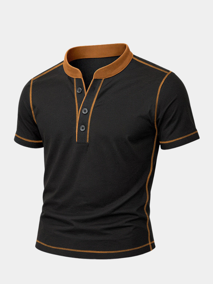 Camiseta Henley con ribete en contraste – Hombre
