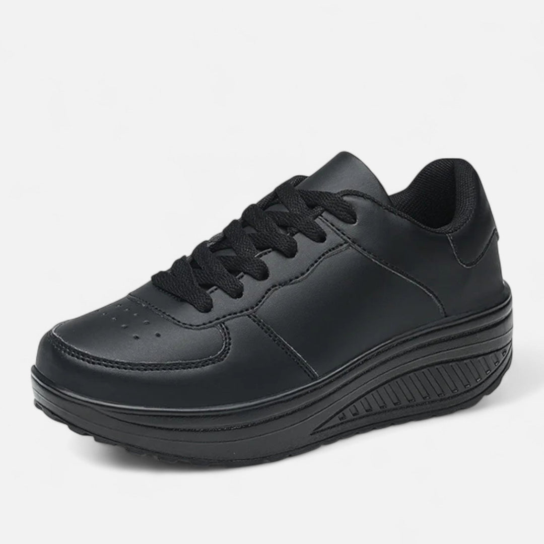 Sneakers con zeppa in pelle da donna