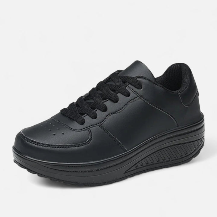 Sneakers con zeppa in pelle da donna