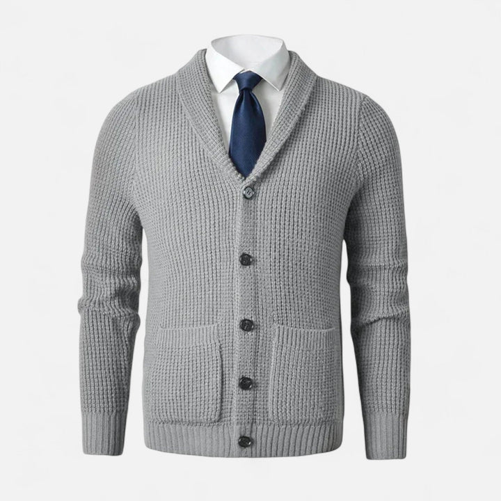 Herreknap-op Premium Uld Cardigan – Klassisk Slank Pasform Stil