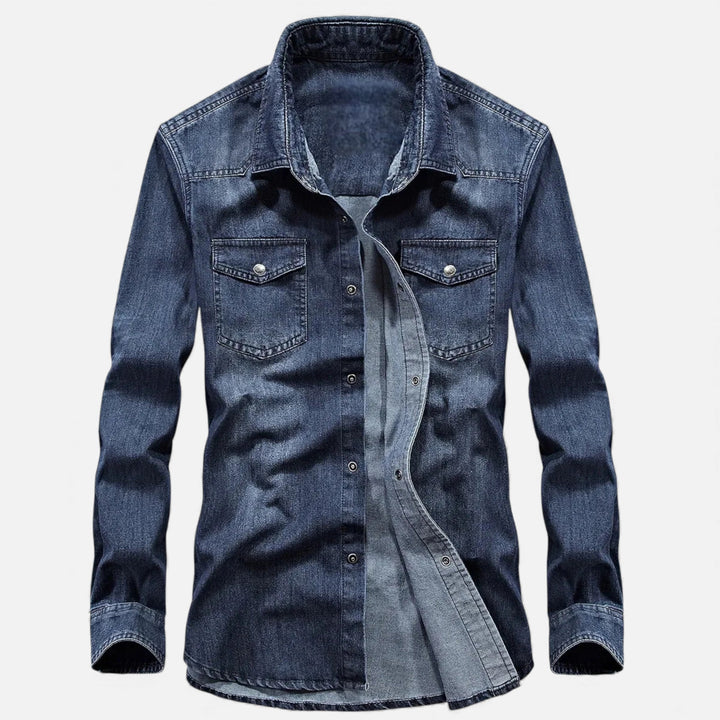 Men’s Loose-Fit Denim Shirt for Autumn/Winter
