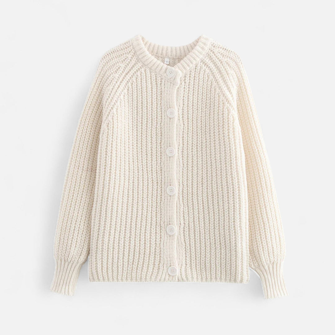 Cardigan tricotat vintage pentru femei, cu guler rotund – Eleganță de toamnă fără efort